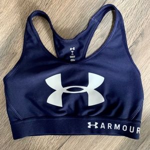 Under Armour Compression Sports Bra, Navy Blue, SM